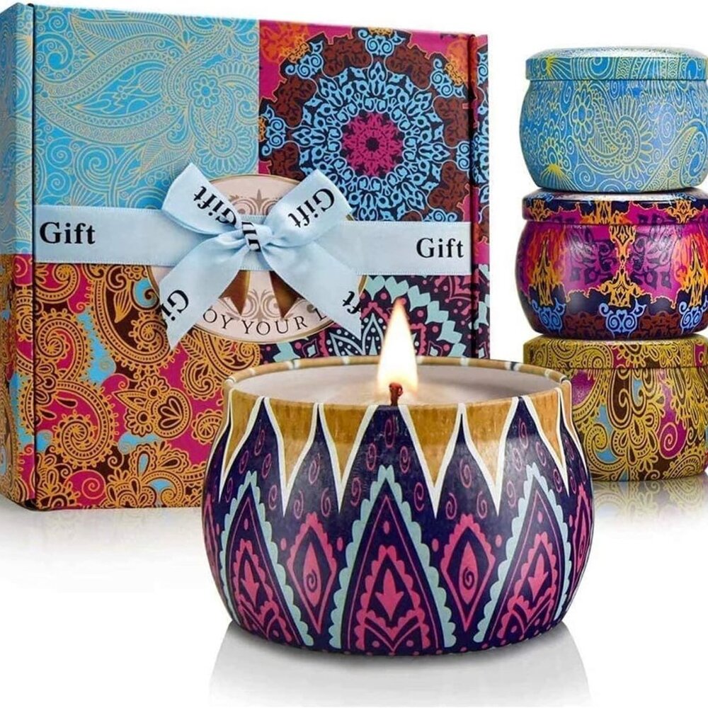 Scented Candles Gift Set, 8% Essential Oil, 4 Pack Aromatherapy Candle, Stress R